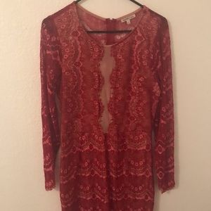 Red lace dress